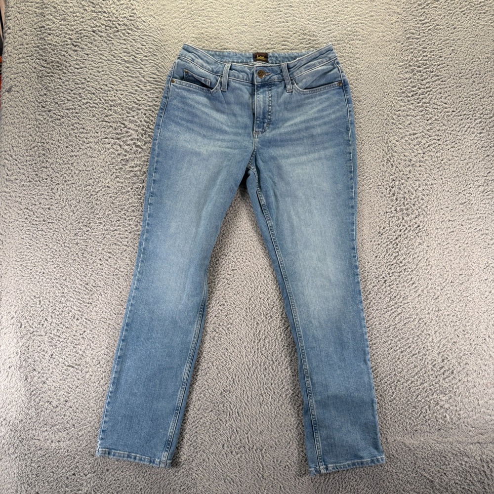 Lee Jeans Womens 8 Blue Cotton Denim Straight Faded Travel Streetwear Stretch